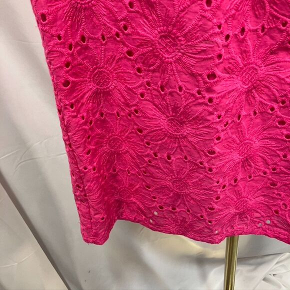 Sigrid Olson Pink Floral Eyelet Dress Sleeveless 100% Cotton Womens L New Spring - Picture 10 of 14